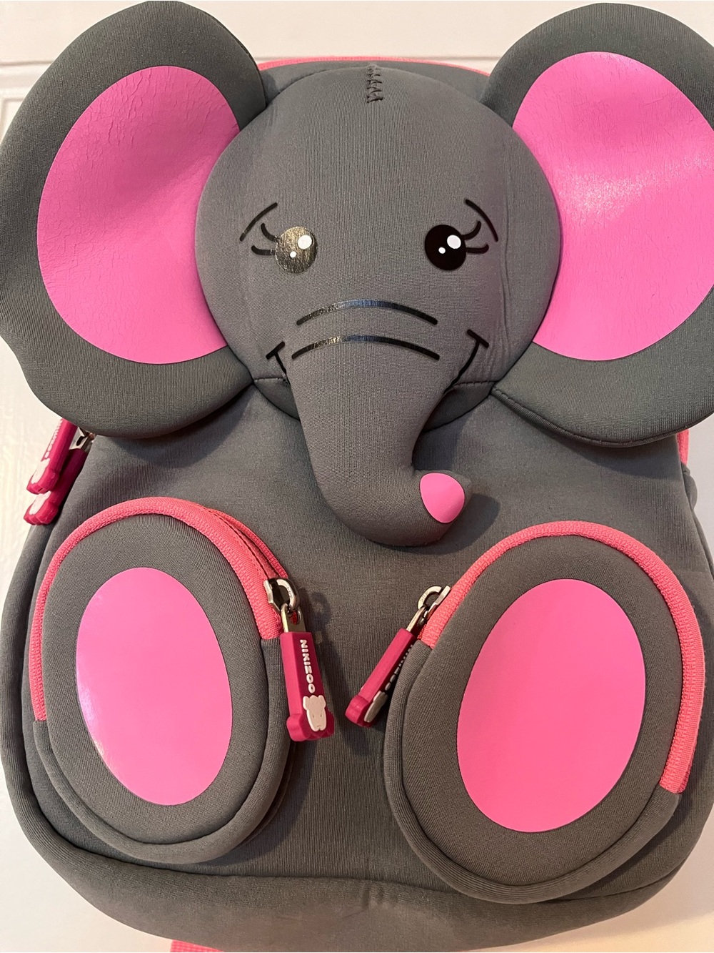 Nikizoo Toddler Elephant Backpack – Grey & Pink 3D Character Preschool Bag